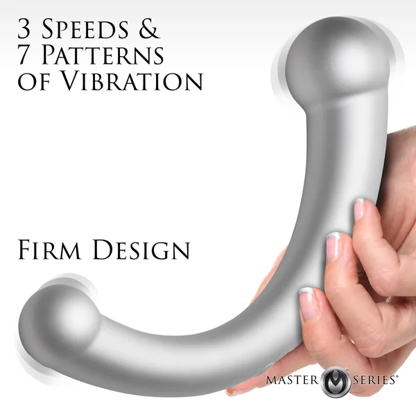 10X Vibra-Crescent Vibrating Silicone Dual-Ended Dildo – Silver
