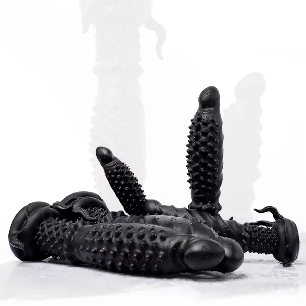 13in Realistic Silicone Black Dildo With Spikes