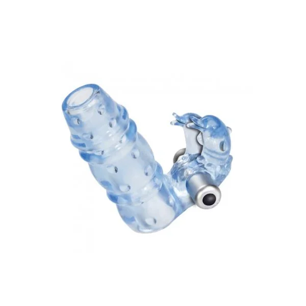 3 Way Double Dolphin Arouser Blue Vibrating Sleeve