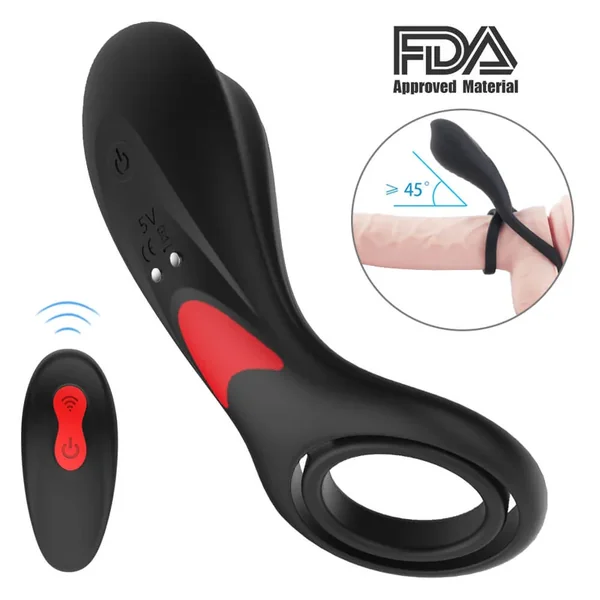 3in1 Double Loops Multiple Vibrating Cock Ring Handheld Massager