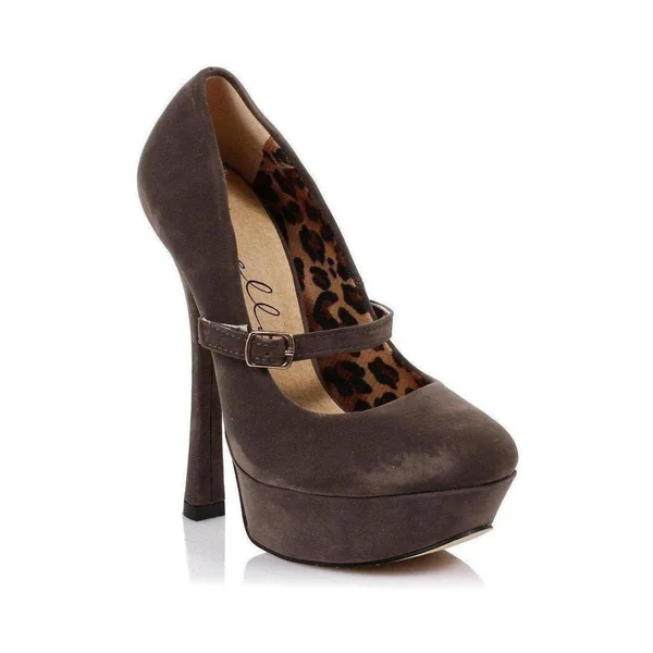 633-PAYTON-V Platform Pump | Grey Faux Leather