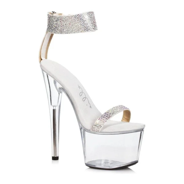709-ANIKA Stripper Sandal | Silver Rhinestones