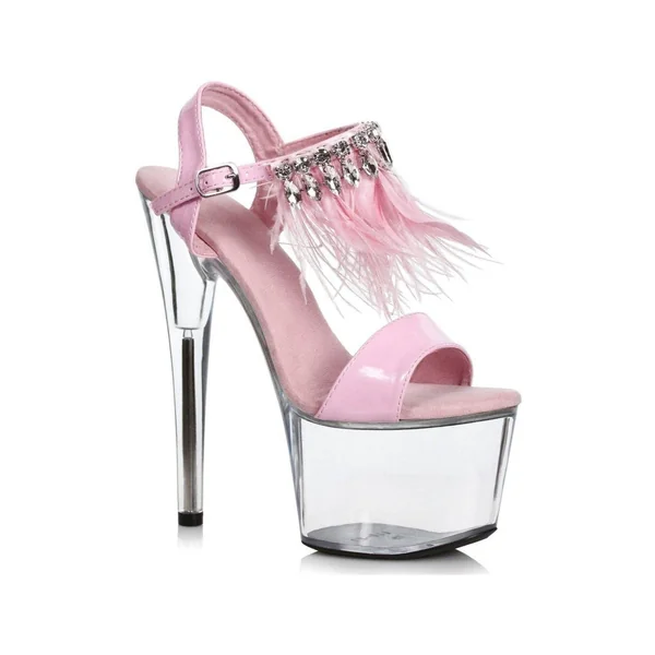 709-ZAHRA Stripper Sandal | Pink Rhinestones