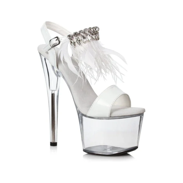 709-ZAHRA Stripper Sandal | White Rhinestones
