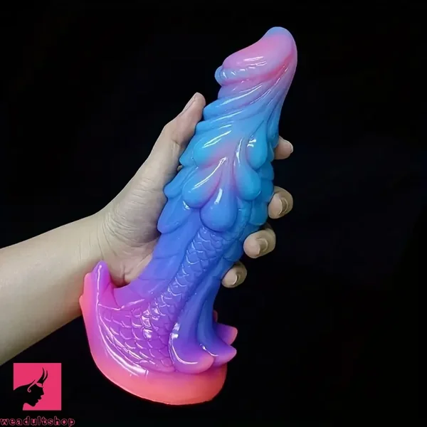 8.66in Glow-in-the-Dark Monster Dragon Big Silicone Dildo Clit Probe Toy