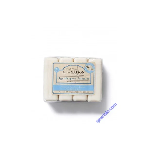 A La Maison Moisturizing Hypoallergenic Unscented Bar Soap 4 Ct 3.5 Oz