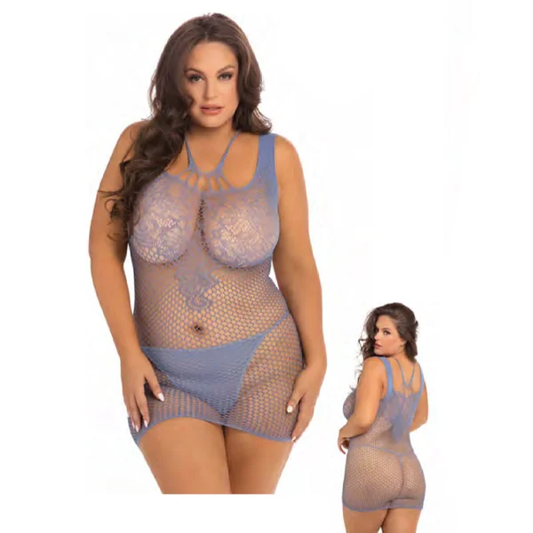 Absolutist Lace and Net Dress - Blue - Queen Size