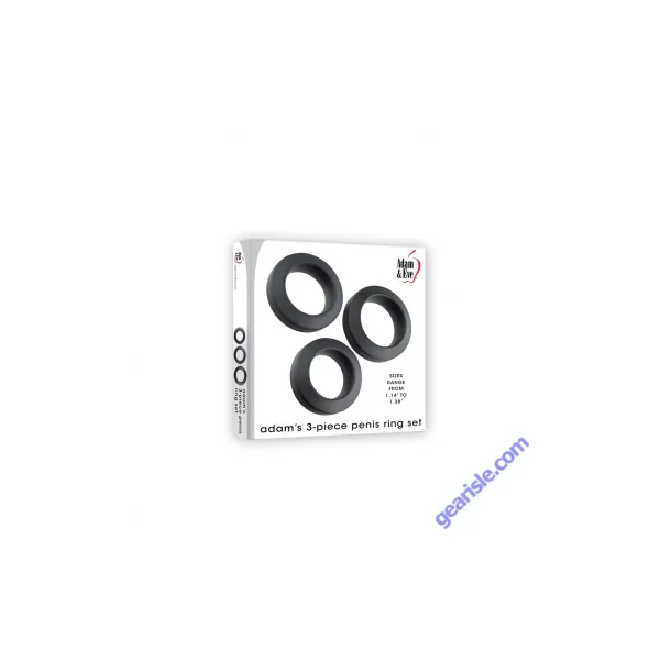 Adam's 3 Piece Silicone Penis Ring Set Waterproof Stretchy