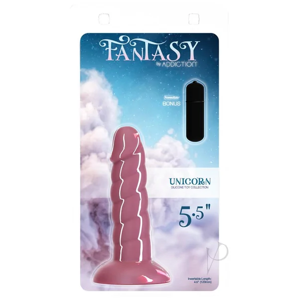 Addiction Fantasy Unicorn Silicone Dildo 5.5in - Pink