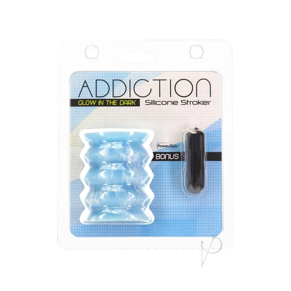 Addiction Silicone Glow in The Dark Masturbation Sleeve - Blue/White