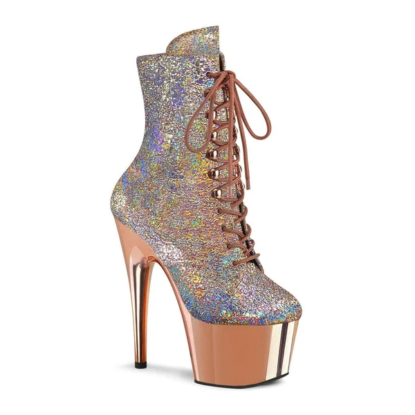 ADORE-1020HM Ankle Boot | Rose Gold Faux Leather