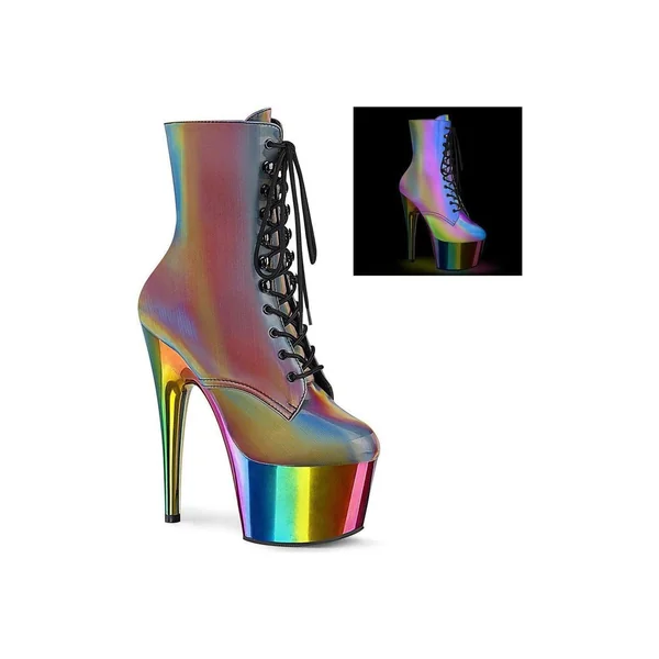 ADORE-1020RC-REFL Ankle Boot | Rainbow Faux Leather