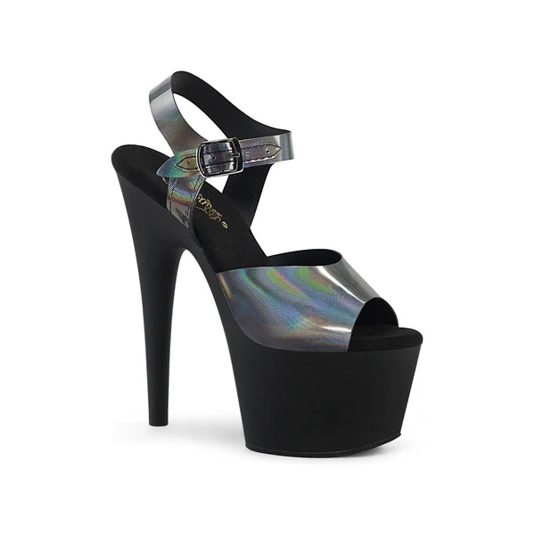 ADORE-708N-DT Exotic Platform Sandal | Pewter Hologram