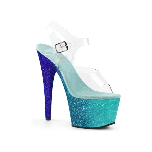 ADORE-708OMBRE Platform Sandal | Blue Vinyl