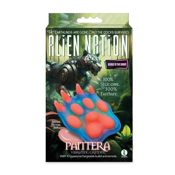 Alien Nation Pantera Silicone Rechargeable Glow-in-The-Dark Clitoral Vibrator with Remote Control - Blue/Orange