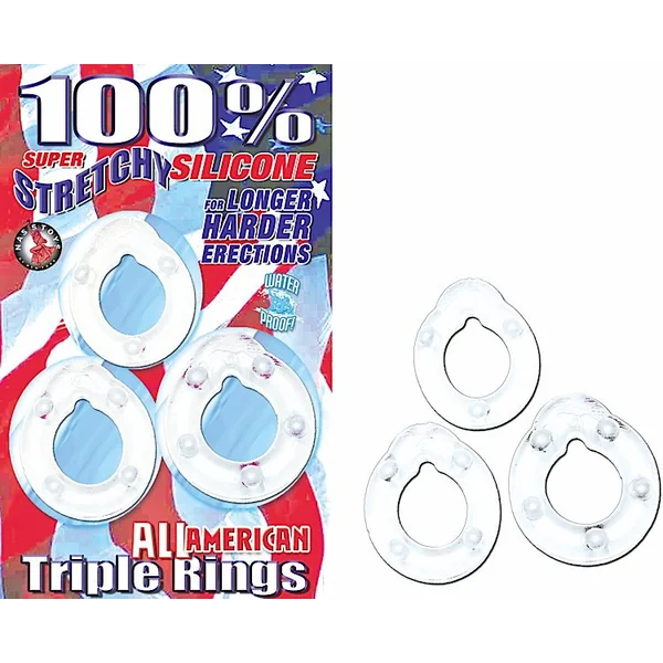 All American Triple Rings- Clear