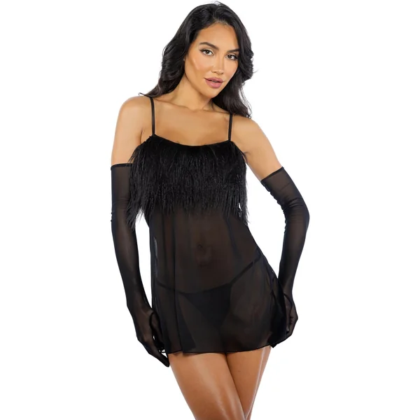Amelia 2-Piece Feather Babydoll