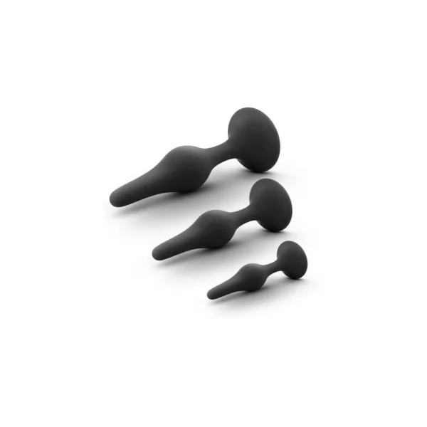 Anal Adventures Platinum Silicone 3-Piece Beginner Plug Kit, Black