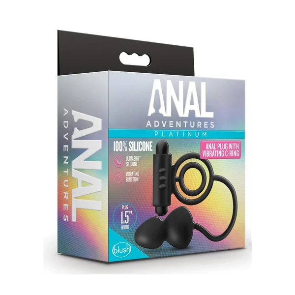 Anal Adventures Platinum Silicone Anal Plug with Vibrating Cock Ring