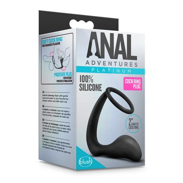 Anal Adventures Platinum Silicone Cock Ring and Butt Plug