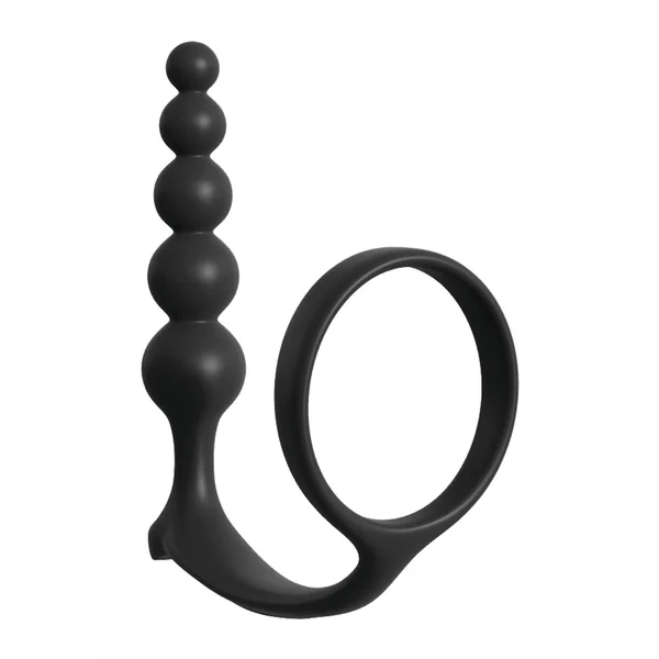 Anal Fantasy Collection Ass-gasm Silicone Cockring Anal Beads – Black