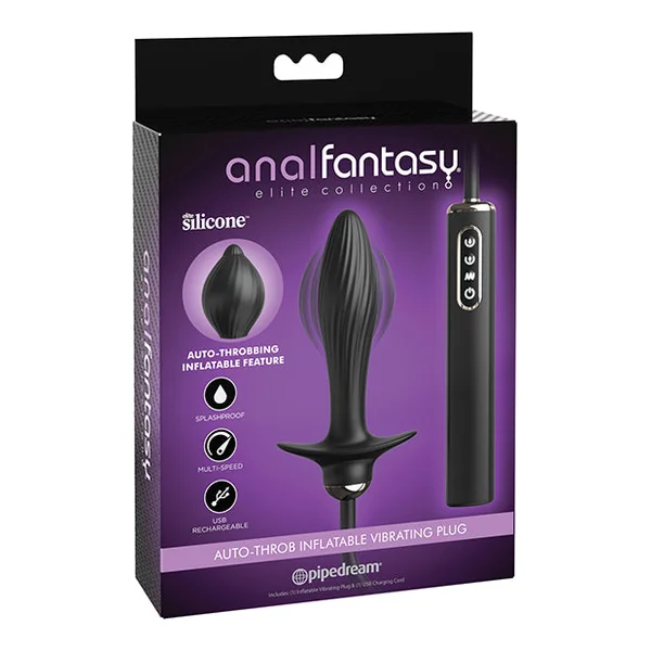 Anal Fantasy Elite Auto-Throb Rechargeable Silicone Inflatable Vibrating Plug - Black