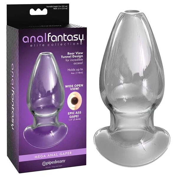 Anal Fantasy Elite Mega XL Anal Gaper Clear Glass Open Tunnel Butt Plug