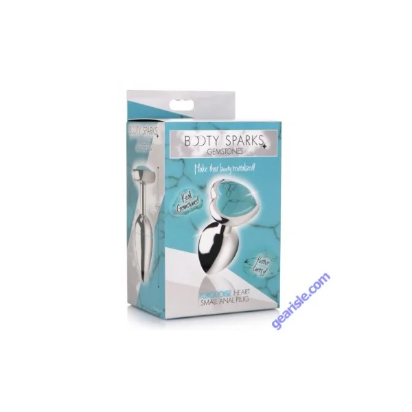 Anal Plug Heart Shaped Booty Sparks Gemstones Turquoise Small