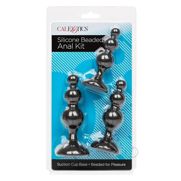 Anal Toys Silicone Beaded Anal Kit - Black