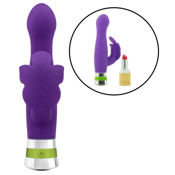 Aria Lotus Flutter Silicone Rabbit Vibrator Waterproof Purple 7.25 Inch
