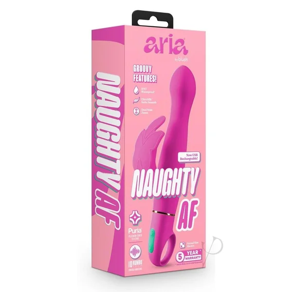 Aria Naughty AF Rechargeable Silicone Vibe - Plum