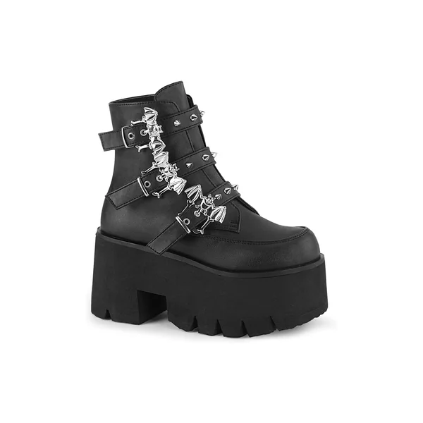 ASHES-55 Black Vegan Leather Ankle Boot