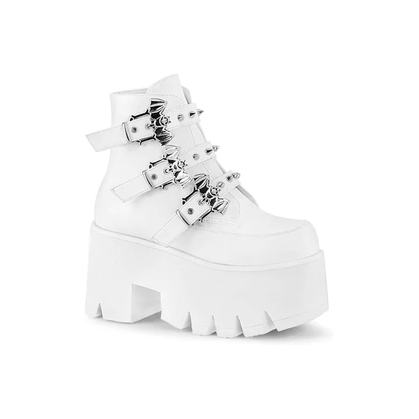 ASHES-55 White Vegan Leather Ankle Boot