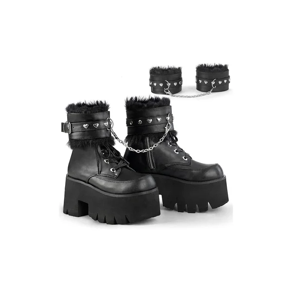 ASHES-57 Ankle Boot | Black Faux Leather