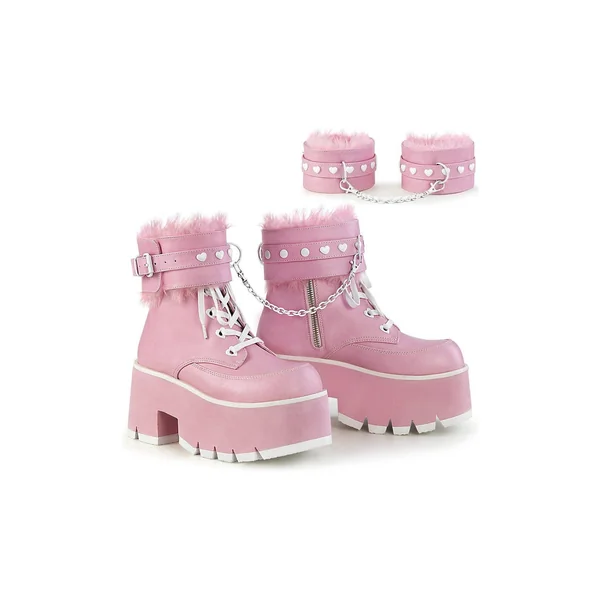 ASHES-57 Ankle Boot | Pink Faux Leather