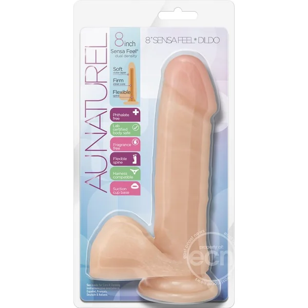 Au Naturel 8" Sensa Feel Dildo with Balls