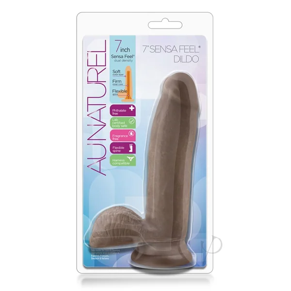 Au Naturel Sensa Feel Realistic Dual Density Suction Cup Dildo 7 inch Brown