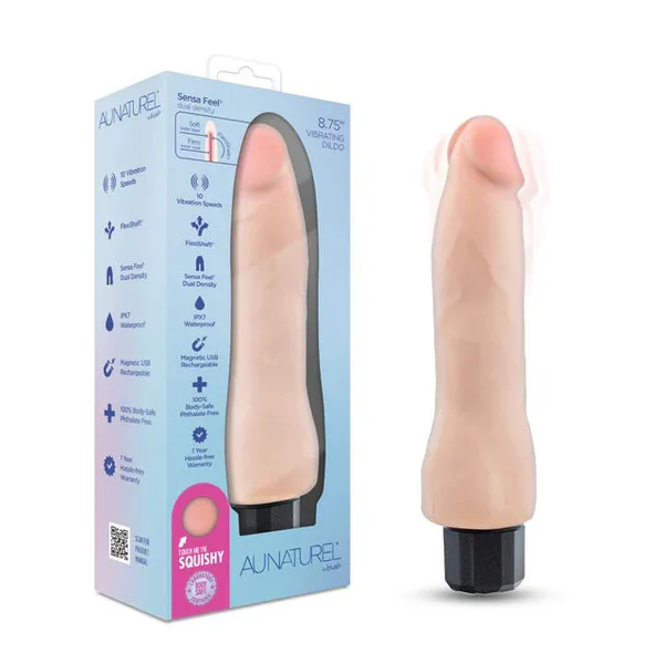 Au Naturel Vanilla Ice Bendable Vibrating Dildo Beige 8.75 Inch