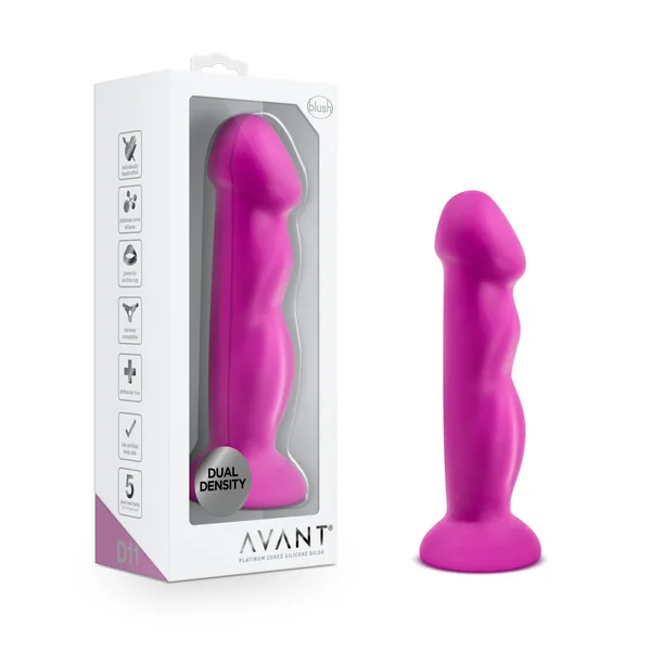 Avant By Blush® | Suko Violet D11: Artisan 8 Inch Curved P-Spot / G-Spot Dildo with Suction Cup Base - Elegantly Made with Smooth Ultrasilk® Purio™ Silicone