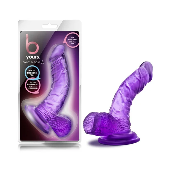 B Yours Sweet 'n Hard 8 Realistic 6.5 inches Dildo with Balls Purple