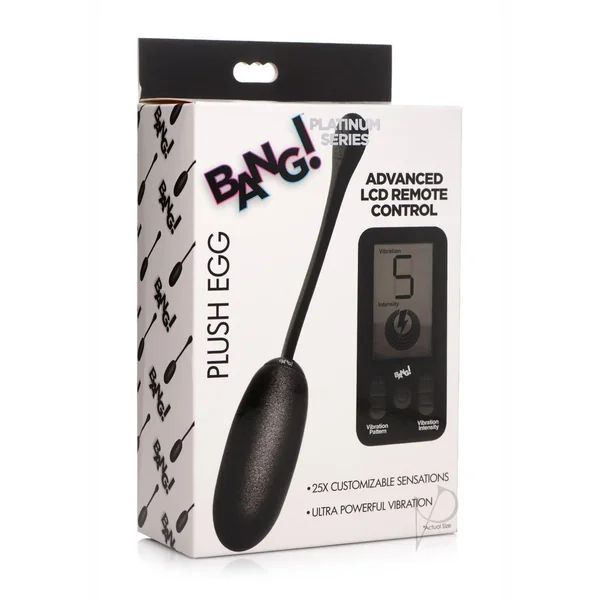 Bang 25x Rechargeable Silicone Plush Egg with Remote Control - Black