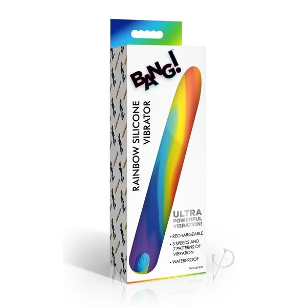 Bang Rainbow Rechargeable Silicone Vibrator - Multicolor
