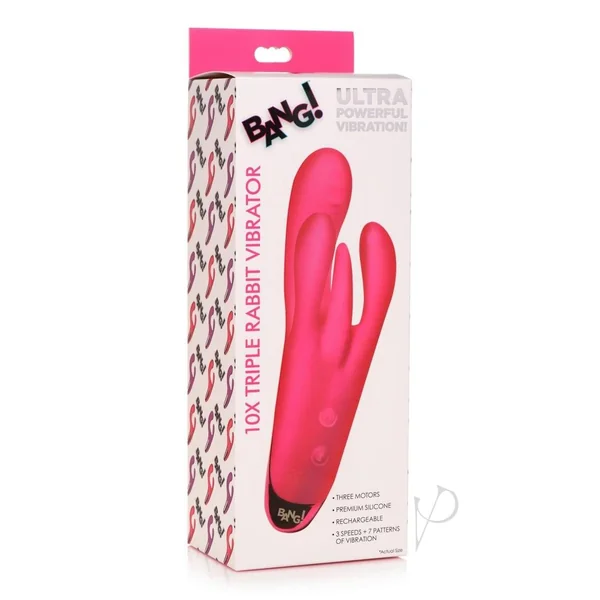 Bang! Triple Rabbit Silicone Vibrator - Pink