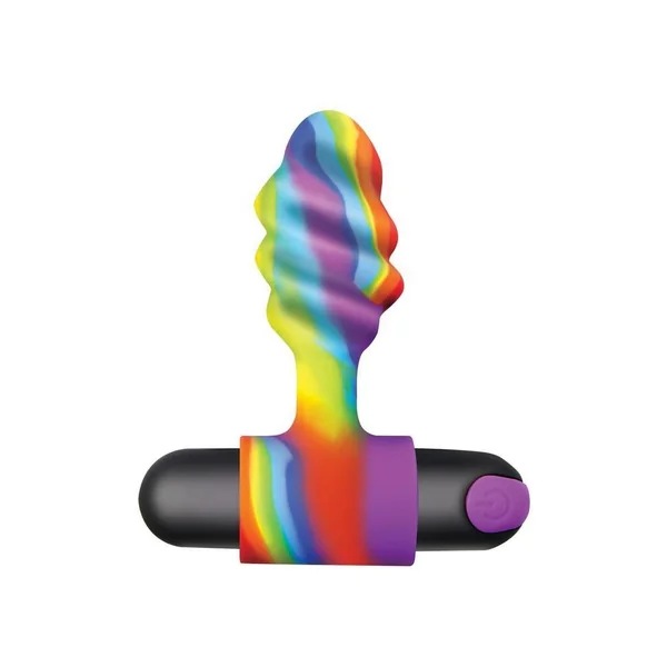 Bang Vibrating Rainbow Butt Plug Silicone Rechargeable – Multicolor
