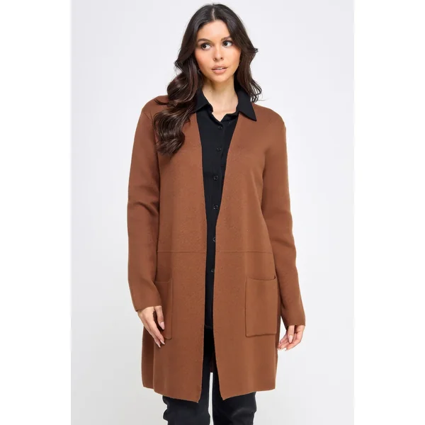 Basic Soft Long Line Open Front Sweater Cardigan