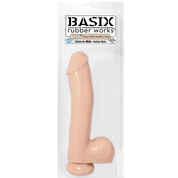 Basix Dong Realistic Big Dildo With Suction Cup 10 Inch