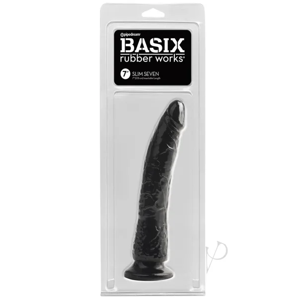 Basix Dong Slim 7 with Suction Cup 7in - Black