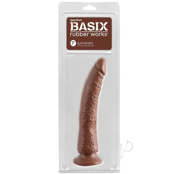 Basix Dong Slim 7 with Suction Cup 7in - Chocolate