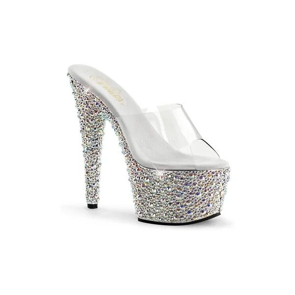 BEJEWELED-701MS Platform Slide | Clear Vinyl