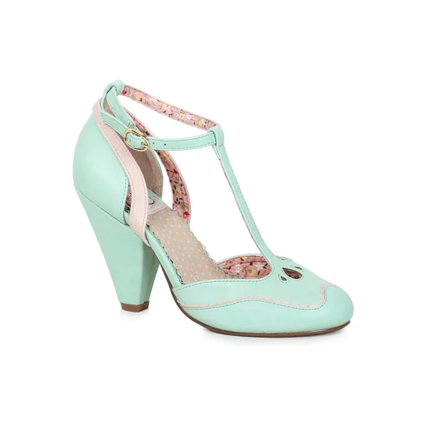 Bettie Page Annalise Vintage Pump | Green Faux Leather